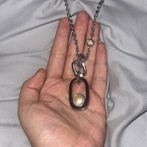 White House|Black Market Elegant Silver and Pearl Necklace